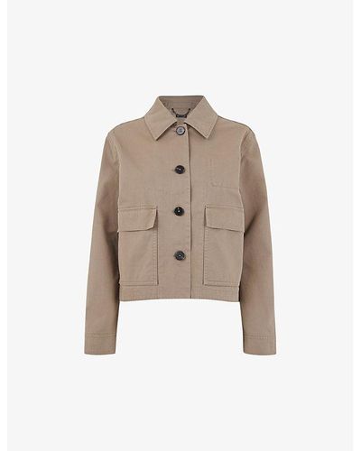 Whistles Marie Boxy-fit Button-up Cotton Jacket - Natural