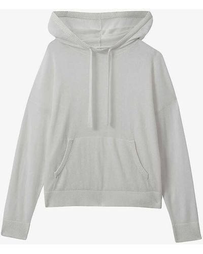 Reiss Candy Relaxed-fit Cotton And Linen-blend Hoody - White