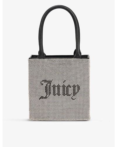 Juicy Couture Logo And Crystal-embellished Mini Tote Bag - Gray