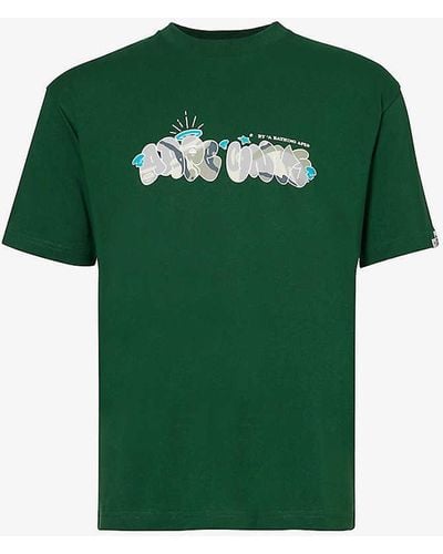Aape Graphic-print Crewneck Regular-fit Cotton-jersey T-shirt - Green