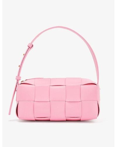 Bottega Veneta Brick Cassette Intrecciato Leather Shoulder Bag - Pink