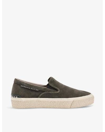 AllSaints Navaho Cow-leather Slip-on Trainers - Grey