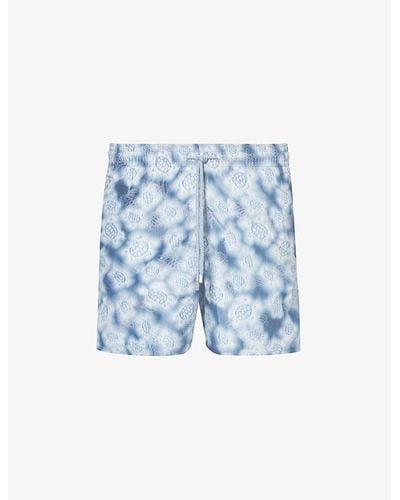 Vilebrequin Moopea Floral-print Recycled-polyester And Silk Swim Shorts - Blue