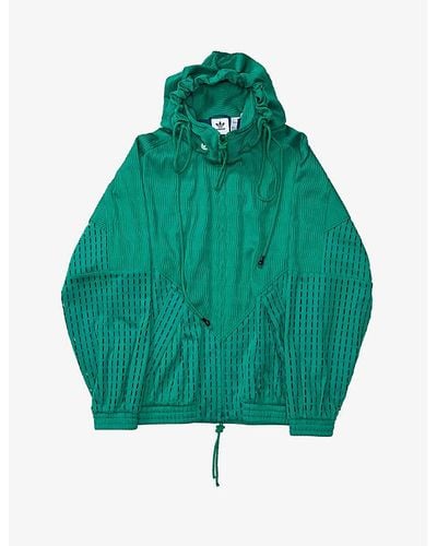 Song For The Mute X Adidas Brand-patch Relaxed-fit Stretch Recycled Polyester-blend Jacket - Green