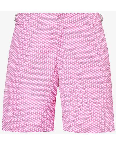 Orlebar Brown Bulldog Pax Logo-tab Regular-fit Swim Shorts - Pink