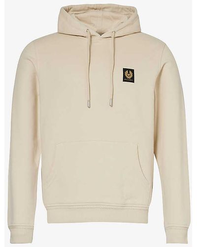 Belstaff Brand-patch Ribbed-trim Cotton-jersey Hoody - White