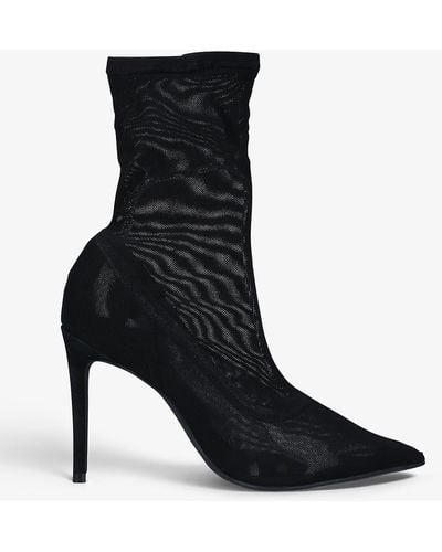 Carvela Kurt Geiger Catwalk Pointed-toe Stiletto Mesh Ankle Boots - Black
