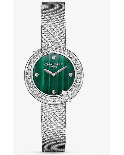 Chaumet Hortensia Eden Stainless-steel And 1.05ct Diamond Quartz Watch - Green