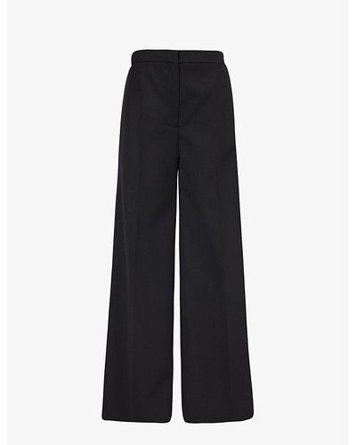 Stella McCartney Wide-leg High-rise Wool Tuxedo Pants - Black