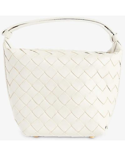 Bottega Veneta Wallace Intrecciato-weave Leather Top-handle Bag - White
