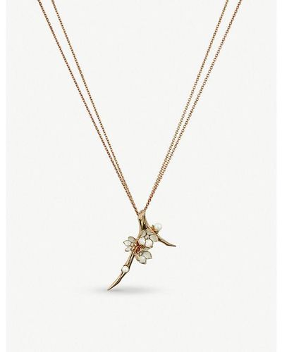 Shaun Leane Cherry Blossom Silver Yellow-gold Vermeil Diamond And Pearl Necklace - Metallic