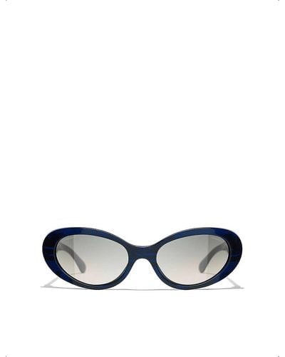 Chanel Ch5515 Oval-frame Acetate Sunglasses - Black