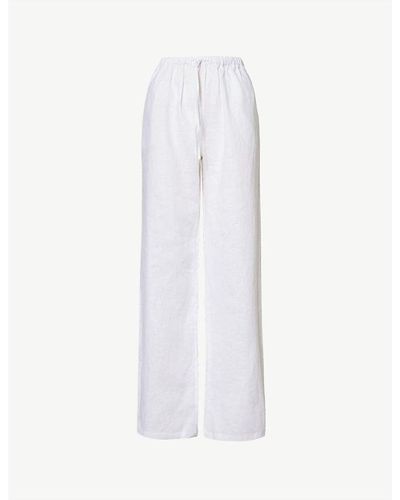 AEXAE Straight-leg Mid-rise Linen Pants - White