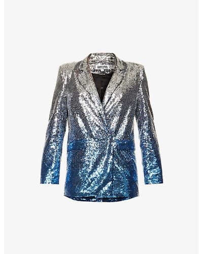 Amy Lynn Dua Ombré Sequin-embellished Regular-fit Woven Blazer - Blue