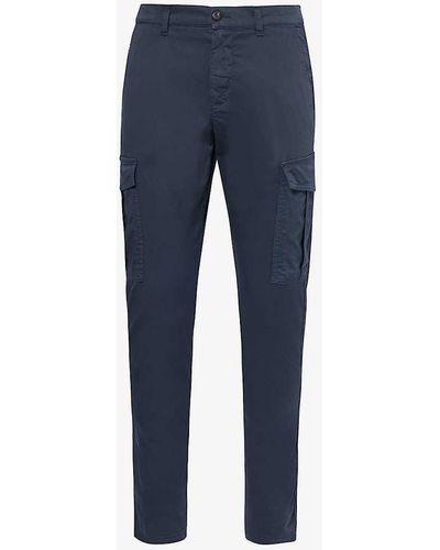 Eleventy Vy Flap-pocket Slim-fit Straight-leg Stretch-cotton Trousers - Blue
