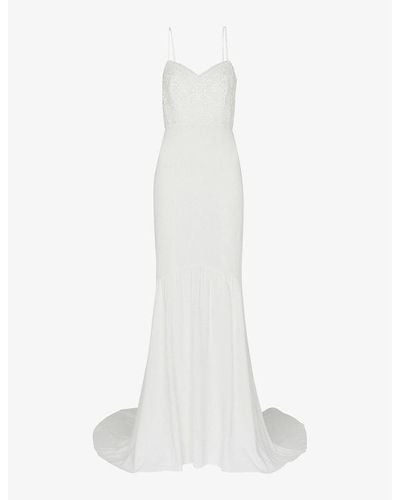 Whistles Sylvie Embroidered Lace And Crepe Wedding Dress - White