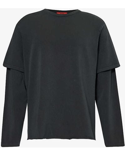 424 Layered Long-sleeved Stretch-cotton T-shirt X - Black