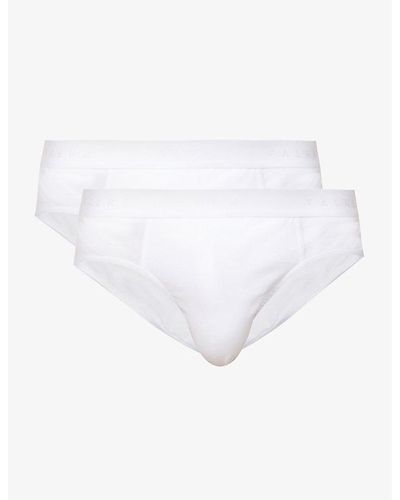 FALKE Tonal Waistband Pack Of Two Stretch-cotton Briefs X - White