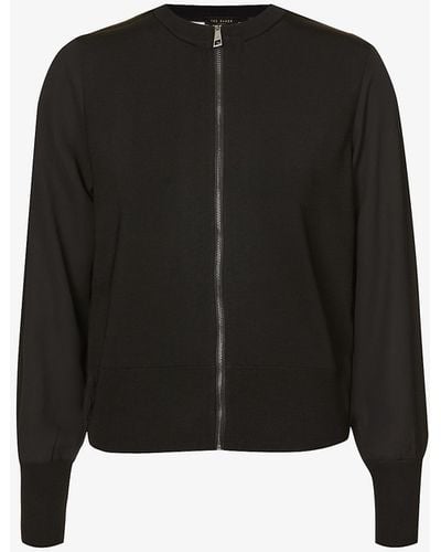 Ted Baker Millieo Contrast Back Panel Woven Cardigan - Black