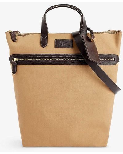 Polo Ralph Lauren Brand-patch Canvas Tote Bag - Metallic