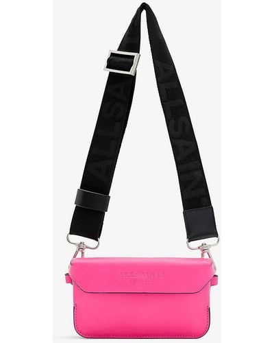 AllSaints Zoe Stud-textured Leather Crossbody Bag - Pink