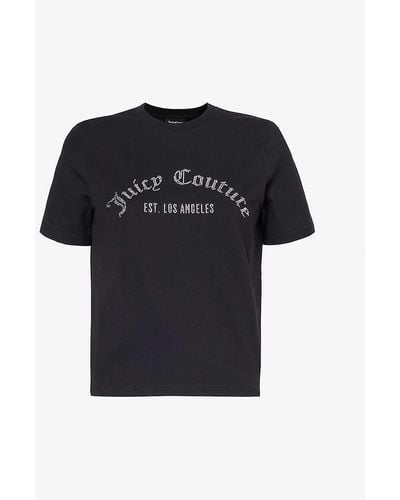 Juicy Couture Noah Rhinestone-logo Cotton-jersey T-shirt - Black