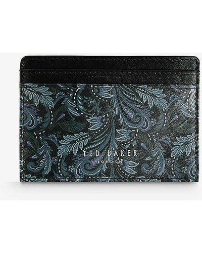Ted Baker Paiis Paisley-print Leather Card Holder - Black