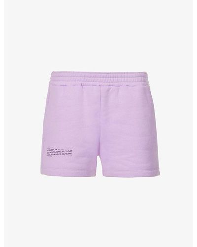 PANGAIA Text-print Mid-rise Recycled And Organic-cotton Shorts - Purple