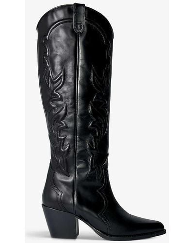 Maje Western-style Leather Cowboy Boots - Black
