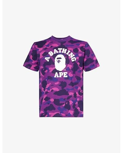 A Bathing Ape Camo Cotton-jersey T-shirt Xx - Purple