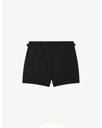 Reiss Sun Side-adjuster Stretch Recycled-polyester Swim Shorts - Black