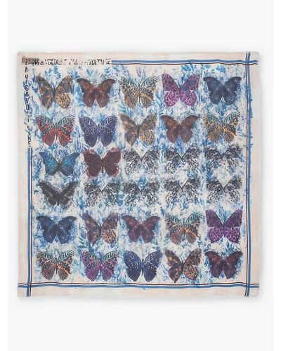 Zadig & Voltaire Kerry Butterfly-print Modal Scarf - Blue