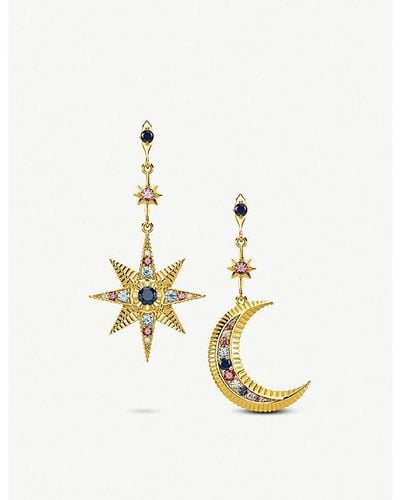 Thomas Sabo Kingdom Of Dreams Royalty Star & Moon 18ct Yellow-gold Plated Sterling Silver Earrings - Metallic