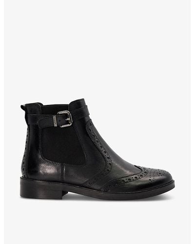Dune Question Brogue-design Leather Chelsea Boots - Black