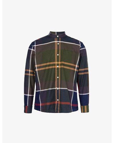 Barbour Tartan-pattern Brand-patch Regular-fit Cotton-shirt - Green
