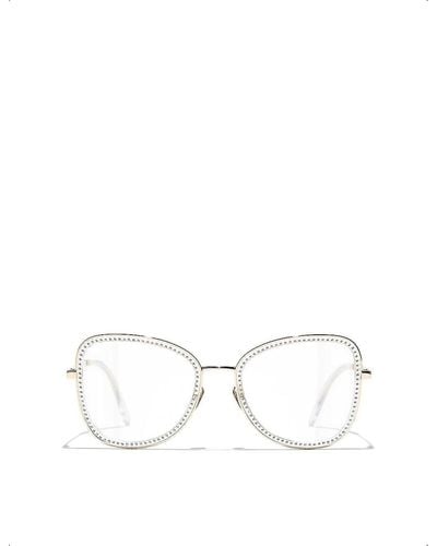 Chanel Ch2208b Square-frame Metal Glasses - White