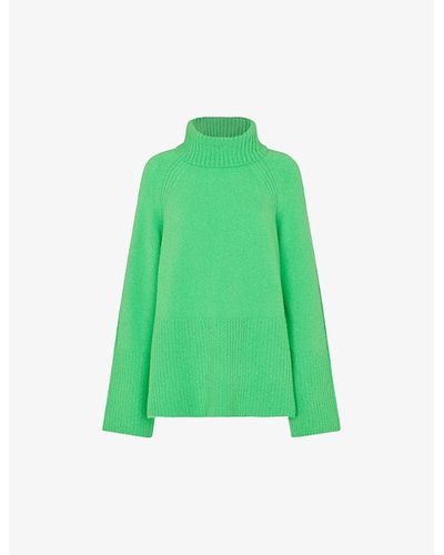 Whistles Ribbed Roll-neck Stretch-knit Sweater - Green