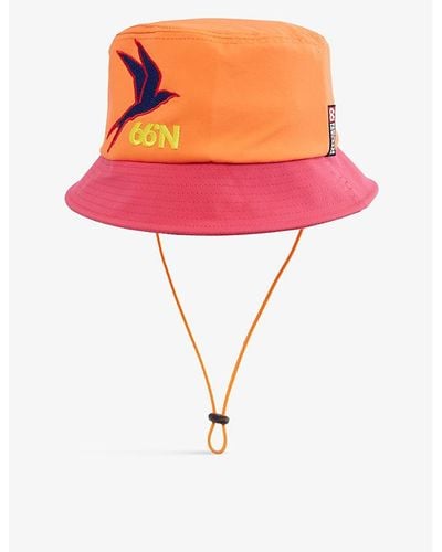 66 North Exclusive Unisex Kria Brand-embroide Shell Bucket Hat - Pink