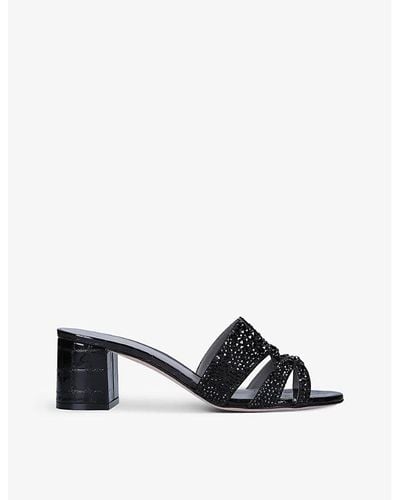 Gina Orsay Crystal-embellished Leather Sandals - Black
