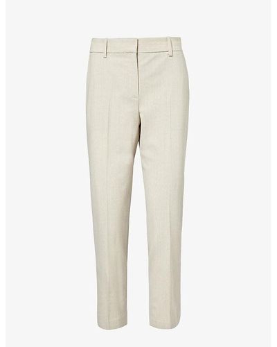 Theory Treeca Regular-fit Mid-rise Stretch-wool Trousers - Natural