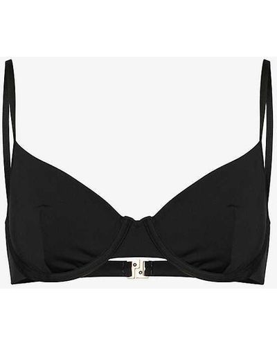 AEXAE Underwired Stretch-recycled Polyester Bikini Top - Black