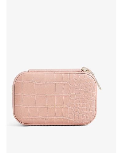 Ted Baker Ivee Croc-embossed Faux-leather Mini Jewellery Case - Pink