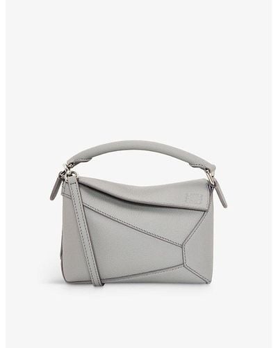 Loewe Puzzle Edge Mini Leather Cross-body Bag - Grey