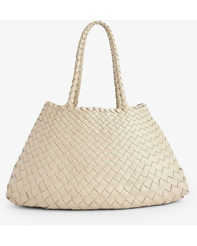 Dragon Diffusion Santa Croce Woven-leather Top-handle Basket Bag - Natural