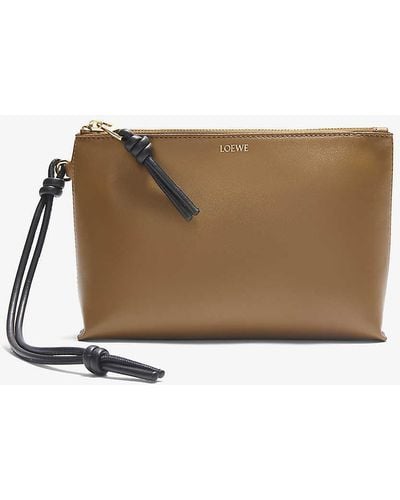 Loewe Knot Foil-logo Leather Pouch - Brown