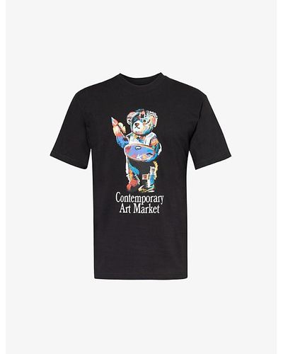 Market Art Bear Graphic-print Cotton-jersey T-shirt - Black