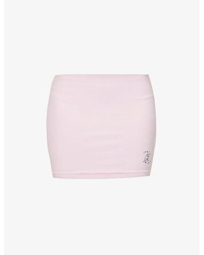 Juicy Couture Rhinestone-embellished Slim-fit Velour Mini Skirt X - Pink