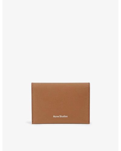 Acne Studios Brand-embossed Leather Card Holder - Brown