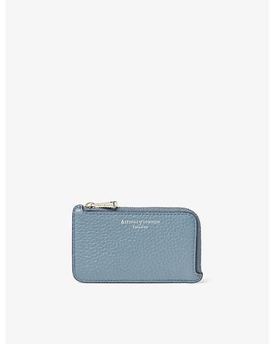 Aspinal of London Small Pebble-embossed Leather Coin Purse - Blue
