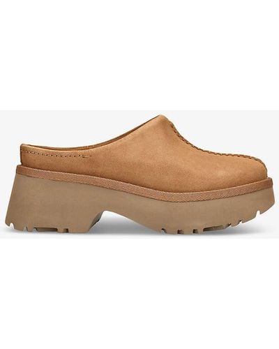 UGG New Heights Suede Clogs - Brown